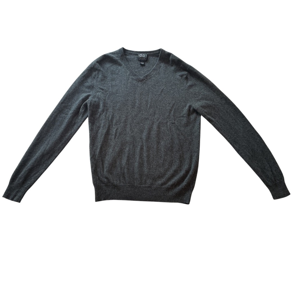 Jos A Bank Traveler 100% Cashmere V-Neck Sweater Charcoal Gray Mens Large
